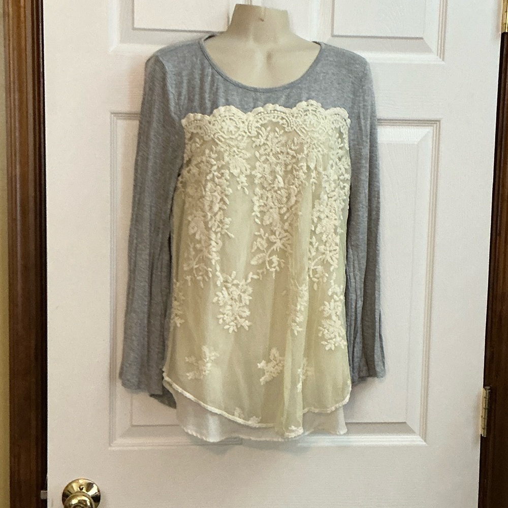 Chic Lace Overlay Women's Blouse